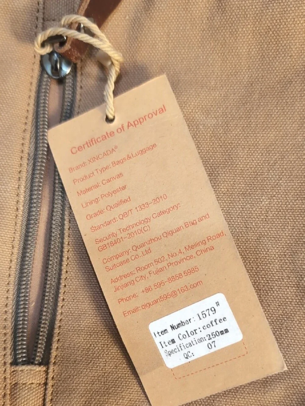 Men's Canvas Crossbody Bag in Tan